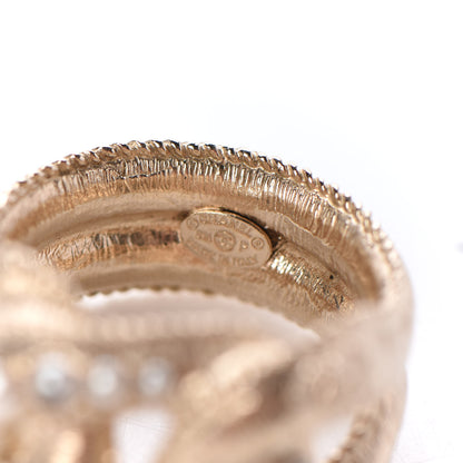 Chanel Pearl Crystal CC Ring 52 6 Gold Pearly White 4 of 7