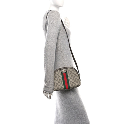 Gucci GG Supreme Monogram Textured Dollar Calfskin Web Small Ophidia Dome Shoulder Bag Beige Ebony New Acero 2 of 10