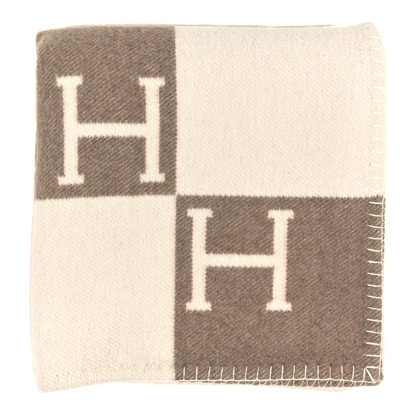 Wool Cashmere Avalon Baby Blanket Noisette Moyen White