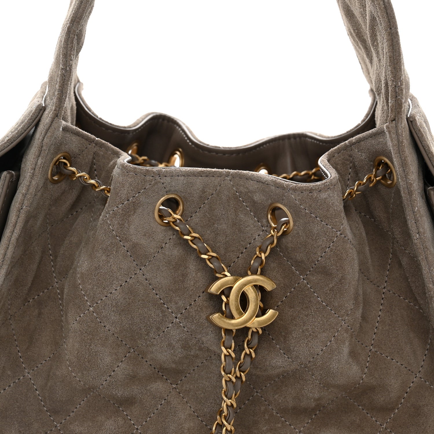 Chanel Suede Quilted Small Chanel 25 Handbag Dark Grey 8 of 11