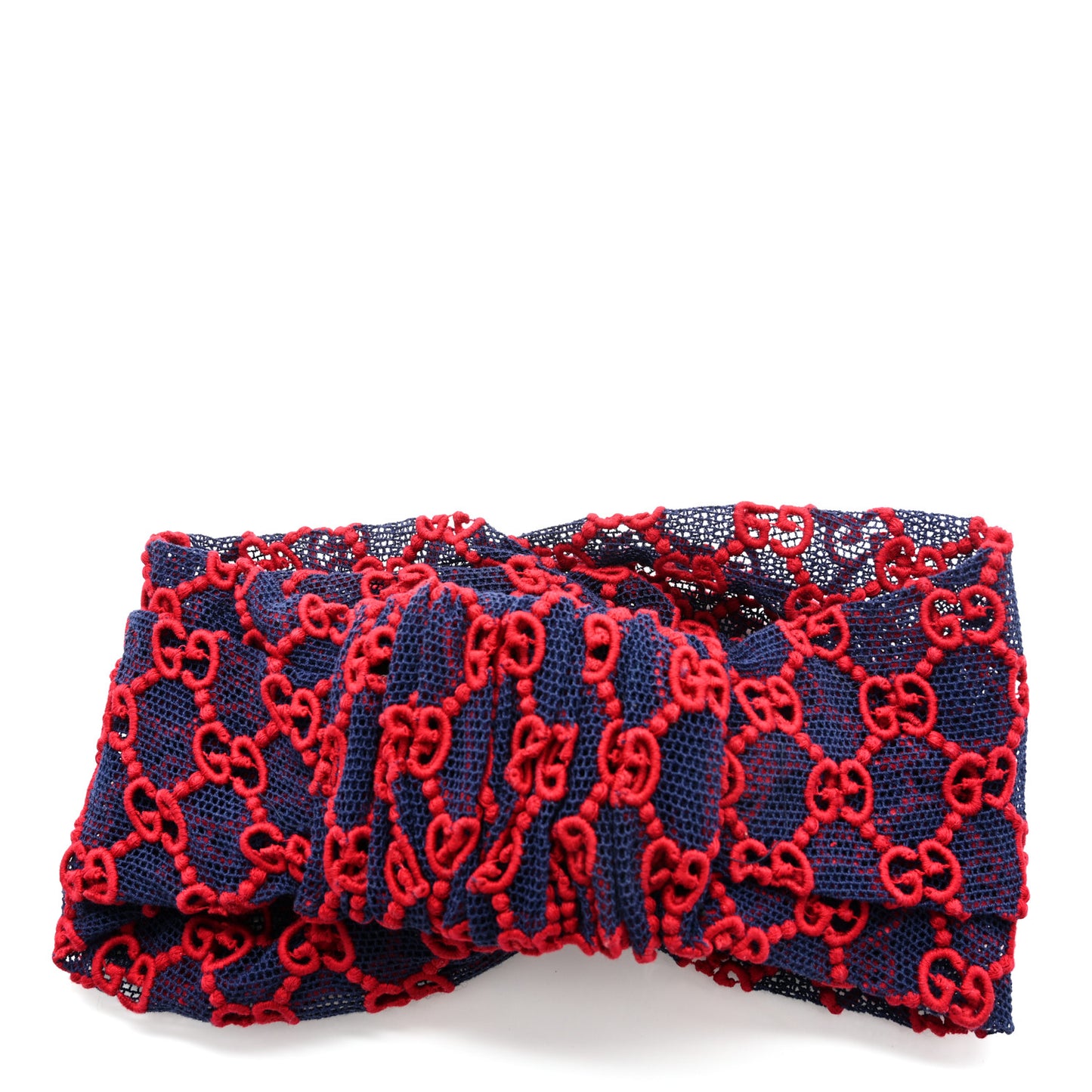 Cotton Embroidered GG Blend Headband M Blue Red