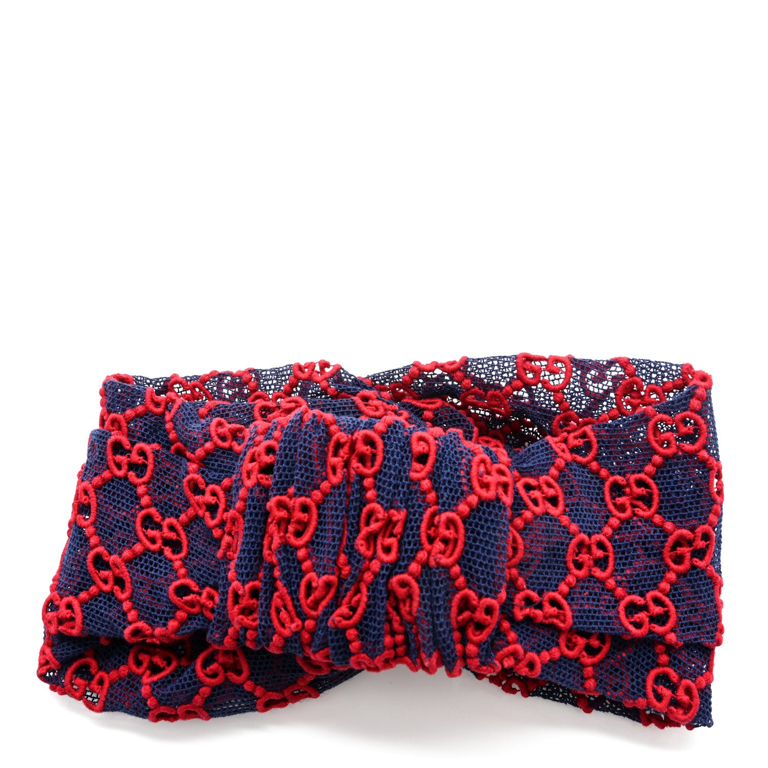 Gucci Cotton Embroidered GG Blend Headband M Blue Red 8 of 10