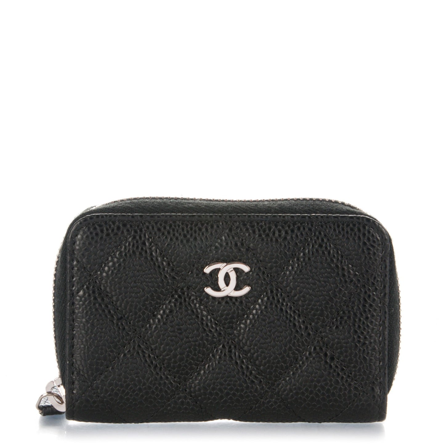 Caviar Quilted Zip Coin Purse Black