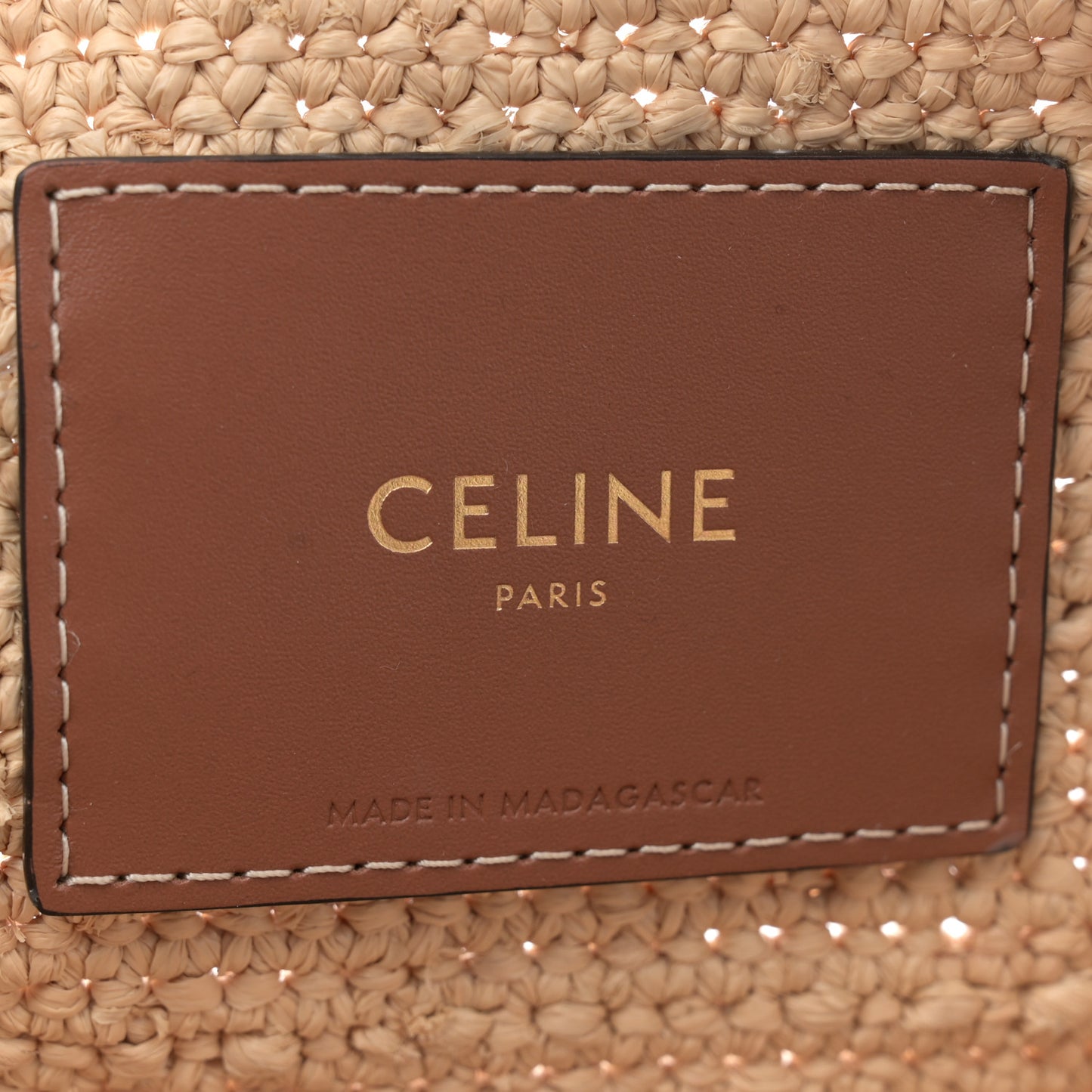 Raffia Calfskin Triomphe Teen Panier Tan