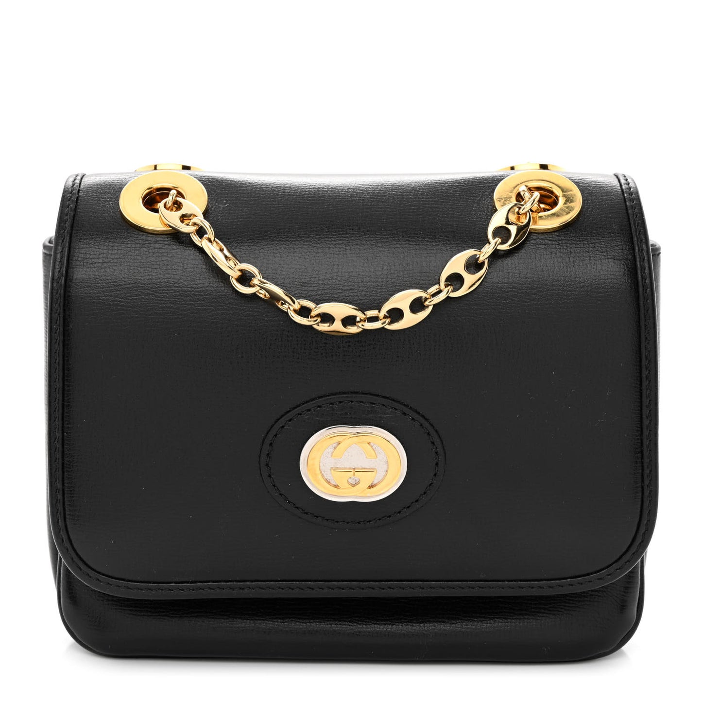 Azalea Calfskin Mini Marina Chain Shoulder Bag Black
