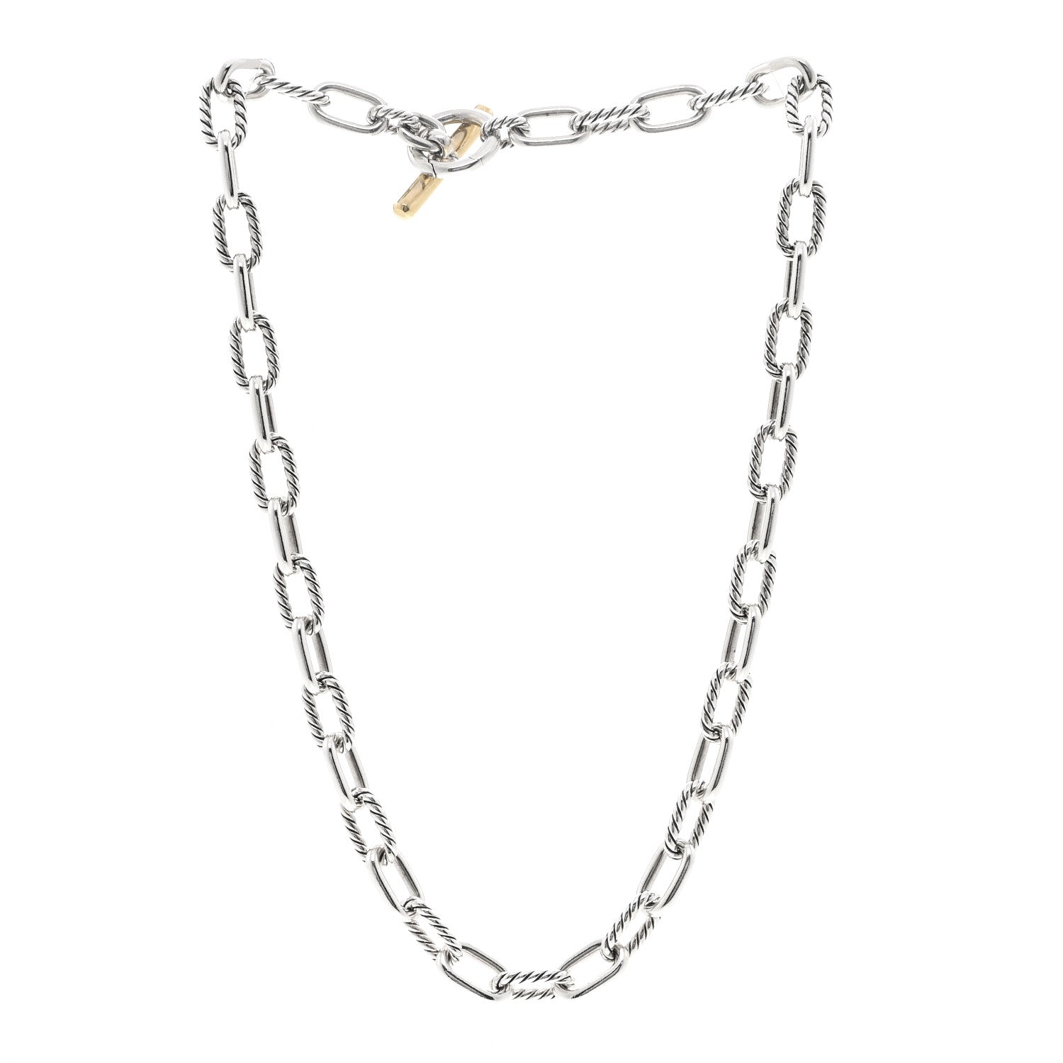 David Yurman Sterling Silver 18K Yellow Gold 8.5mm Madison Chain Toggle Necklace 3 of 6