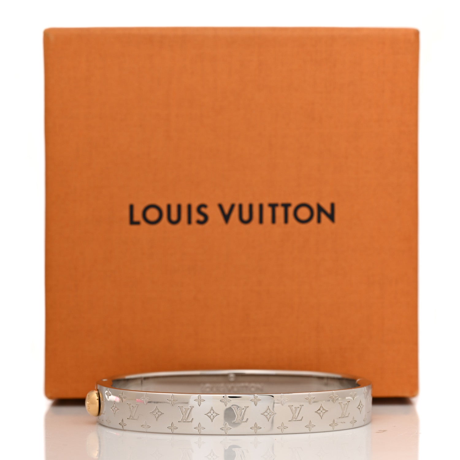 Louis Vuitton Brass Palladium Plated Nanogram Cuff M Silver 6 of 6