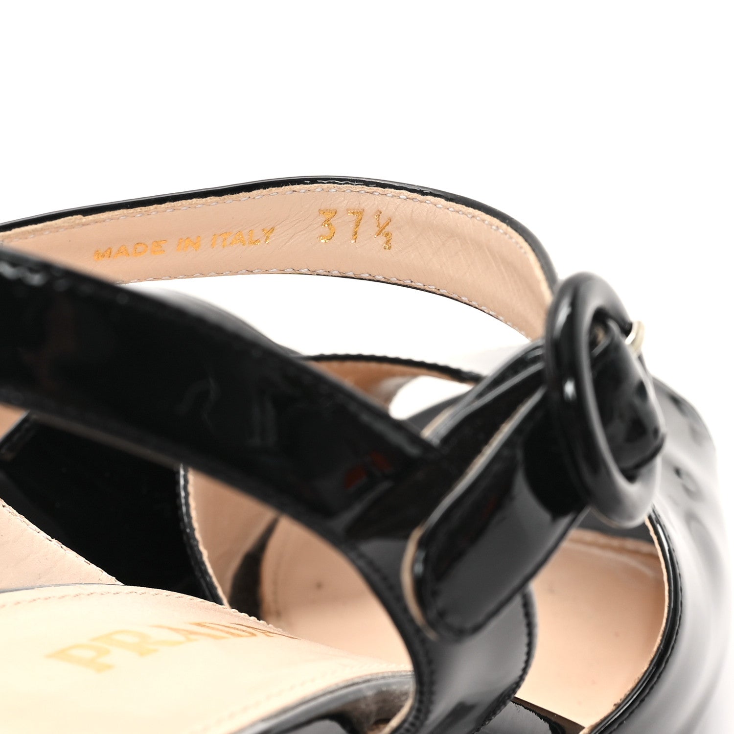 Prada Vernice Platform Sandals 37.5 Black 9 of 10