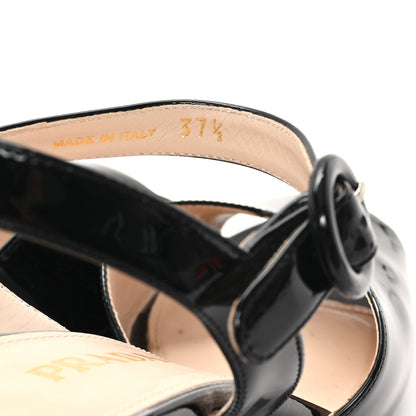 Prada Vernice Platform Sandals 37.5 Black 9 of 10