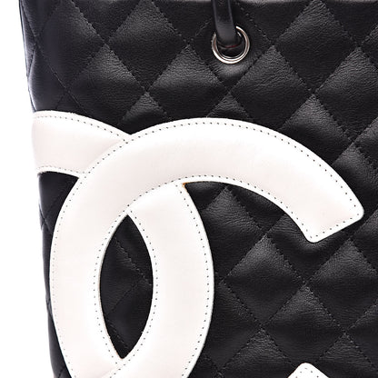 Chanel Calfskin Quilted Medium Cambon Tote Black White 11 of 13