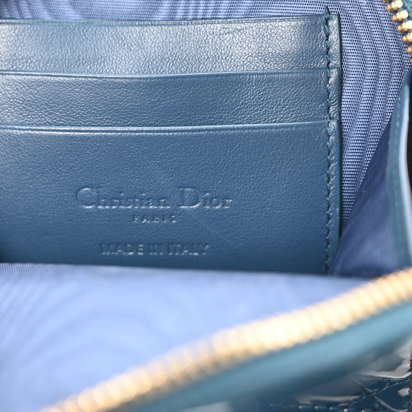 Patent Cannage Lady Dior Phone Holder Dior Blue