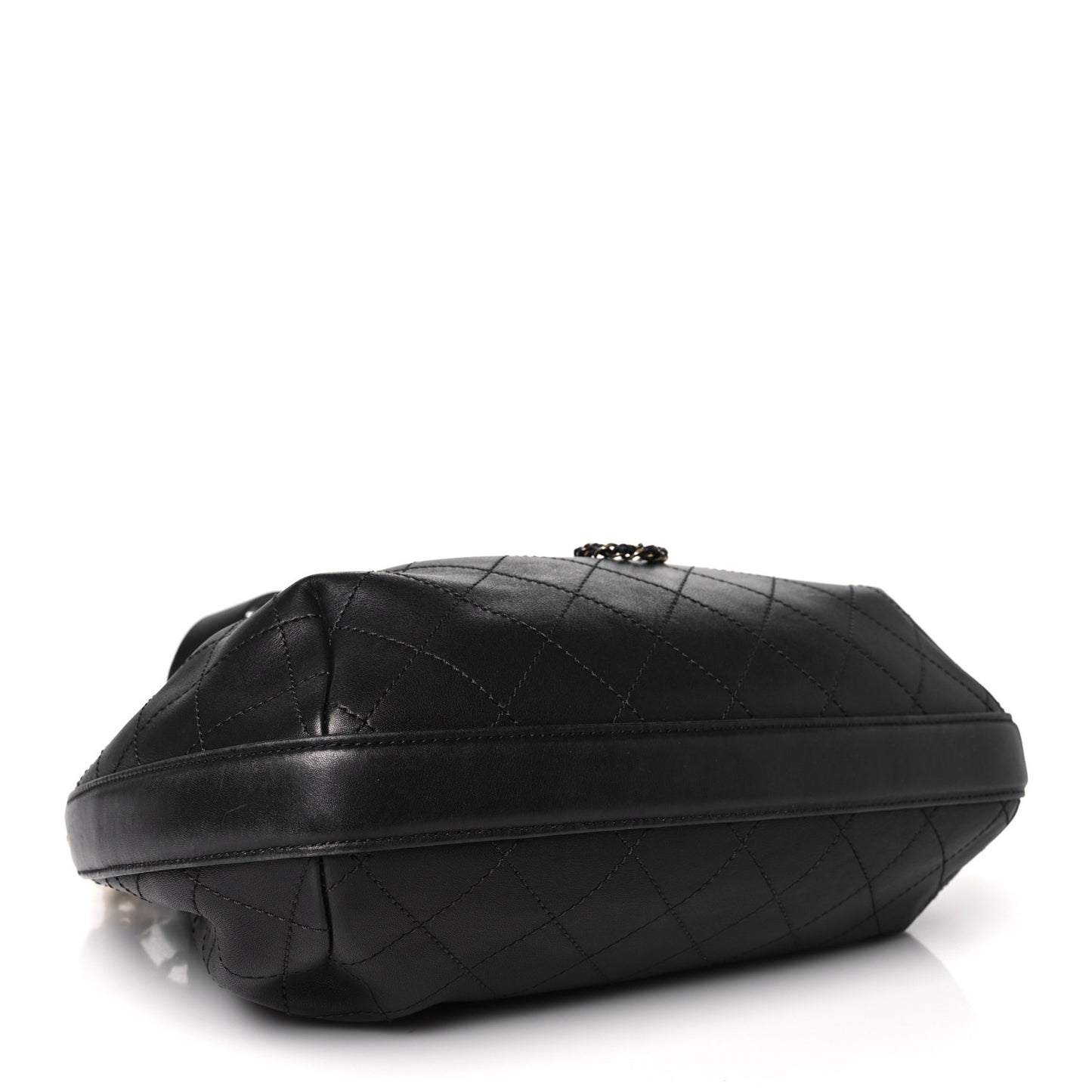 Calfskin Stitched Small Paris Rome Drawstring CC Bag Black