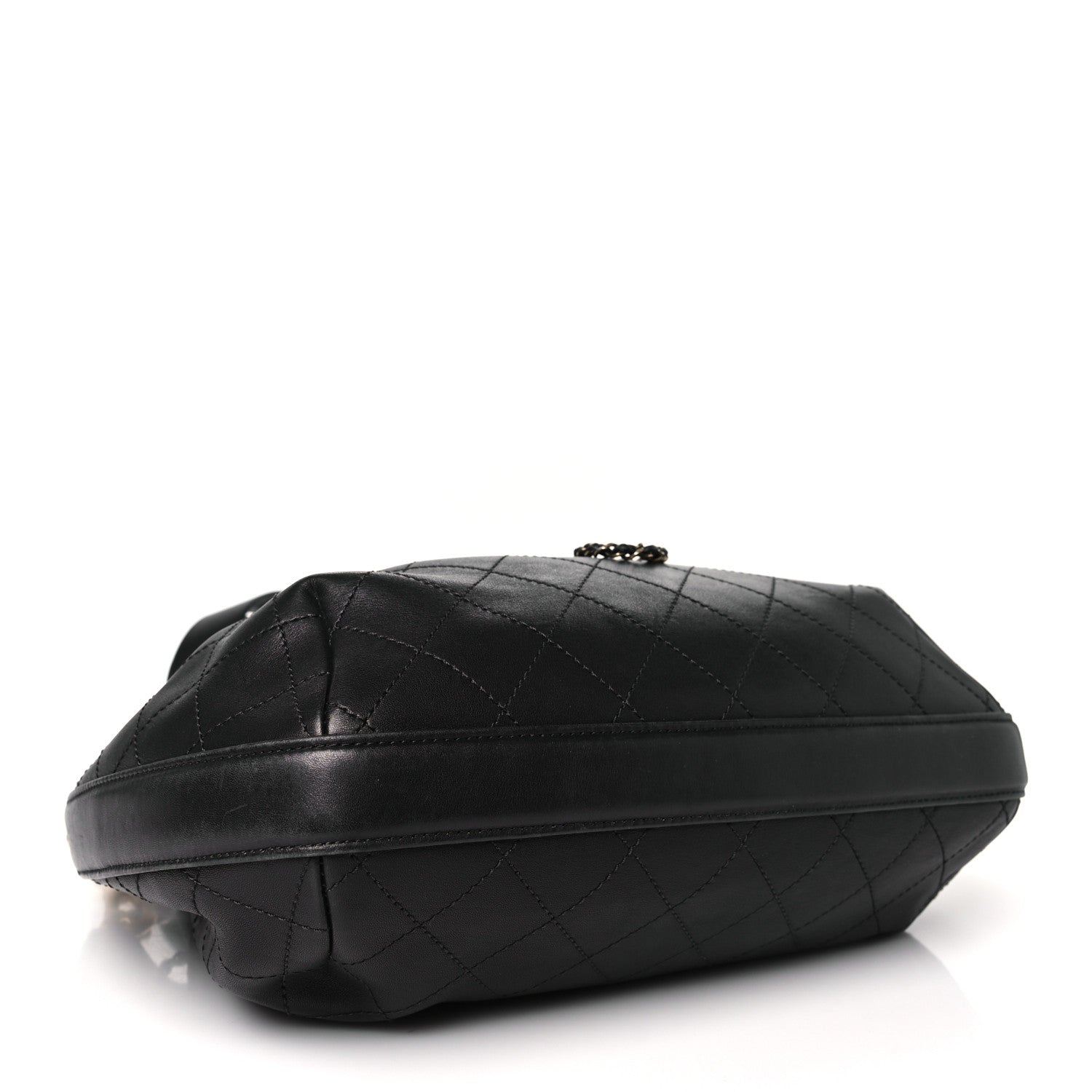 Chanel Calfskin Stitched Small Paris Rome Drawstring CC Bag Black 4 of 10