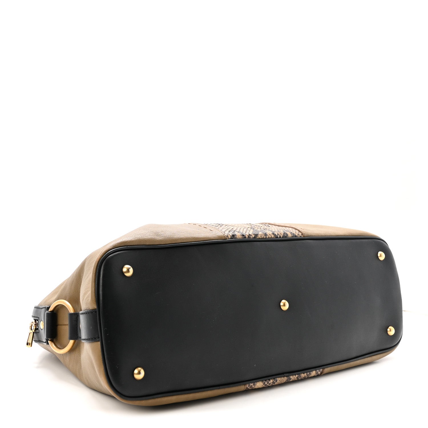 Saint Laurent Calfskin Snakeskin Oversized Muse Satchel Black Beige 4 of 9