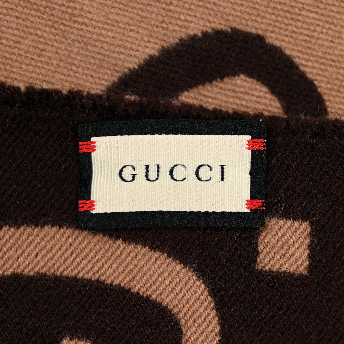 Wool Silk Monogram Jumbo GG Freedom Scarf Dark Brown Beige