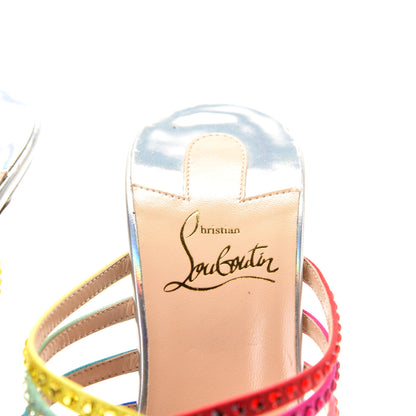 Christian Louboutin Specchio Calfskin Crystal Marthastrass 100 Slide Sandals 39 Silver Multicolor 7 of 10