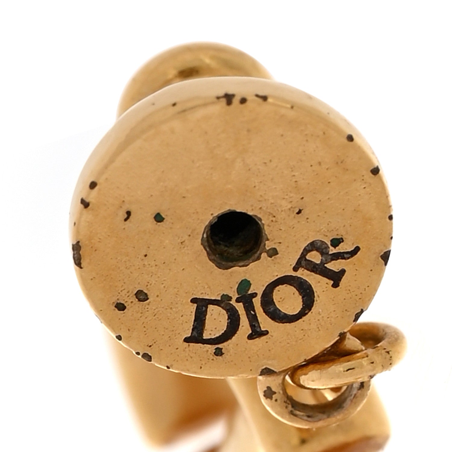 Christian Dior Metal CD Navy Earrings Gold 4 of 4