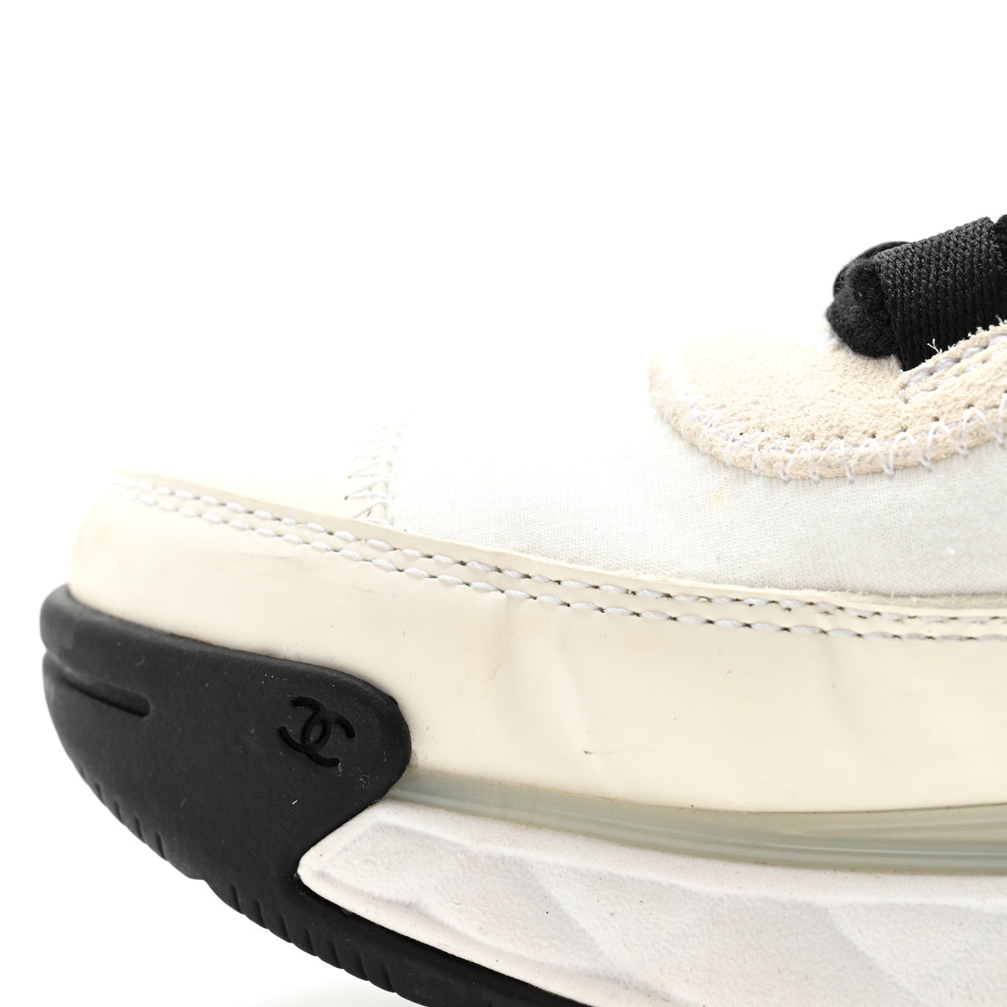 Velvet Calfskin Mixed Fibers CC Sneakers 39.5 Ivory Black