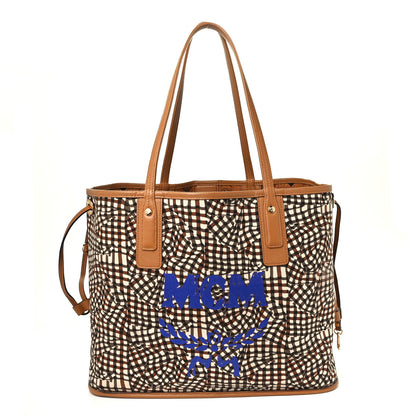 MCM Visetos Medium Liz Reversible Shopper Tote Cognac 4 of 18