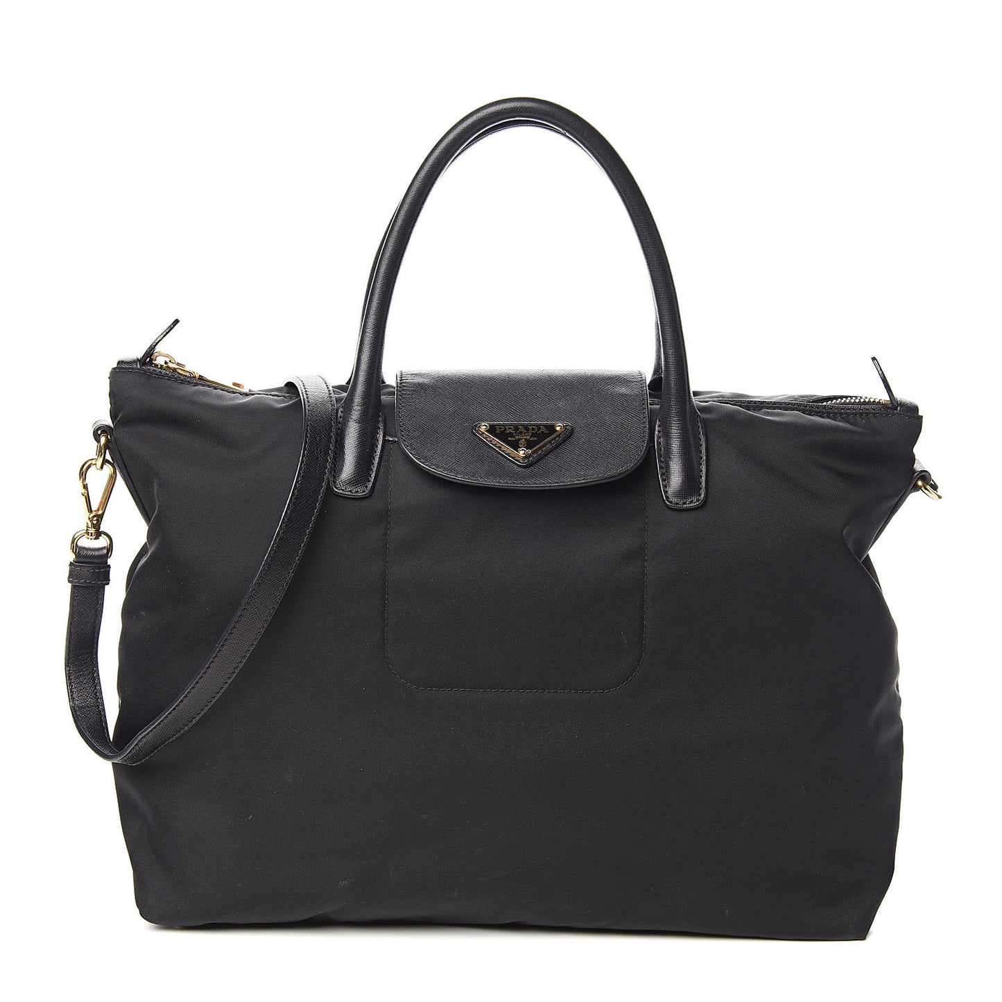 Tessuto Nylon Saffiano Tote Black