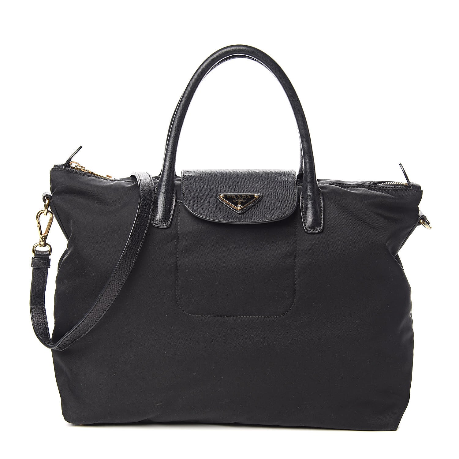 Prada Tessuto Nylon Saffiano Tote Black 1 of 15
