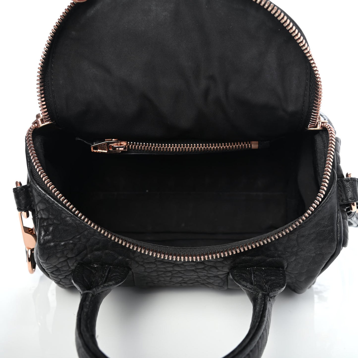 Pebbled Lambskin Mini Rockie Black Rose Gold Hardware