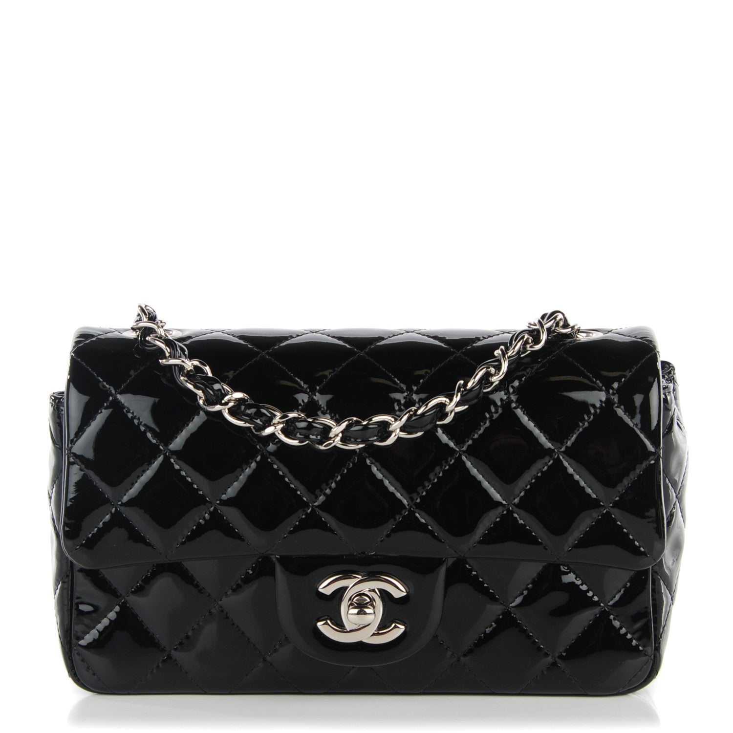 Chanel Patent Calfskin Quilted Mini Rectangular Flap Black 1 of 8