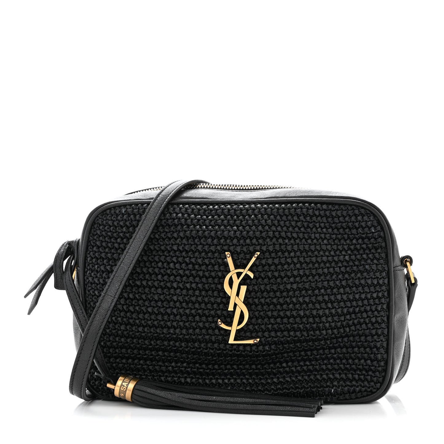 Raffia Canvas Monogram Lou Camera Bag Black