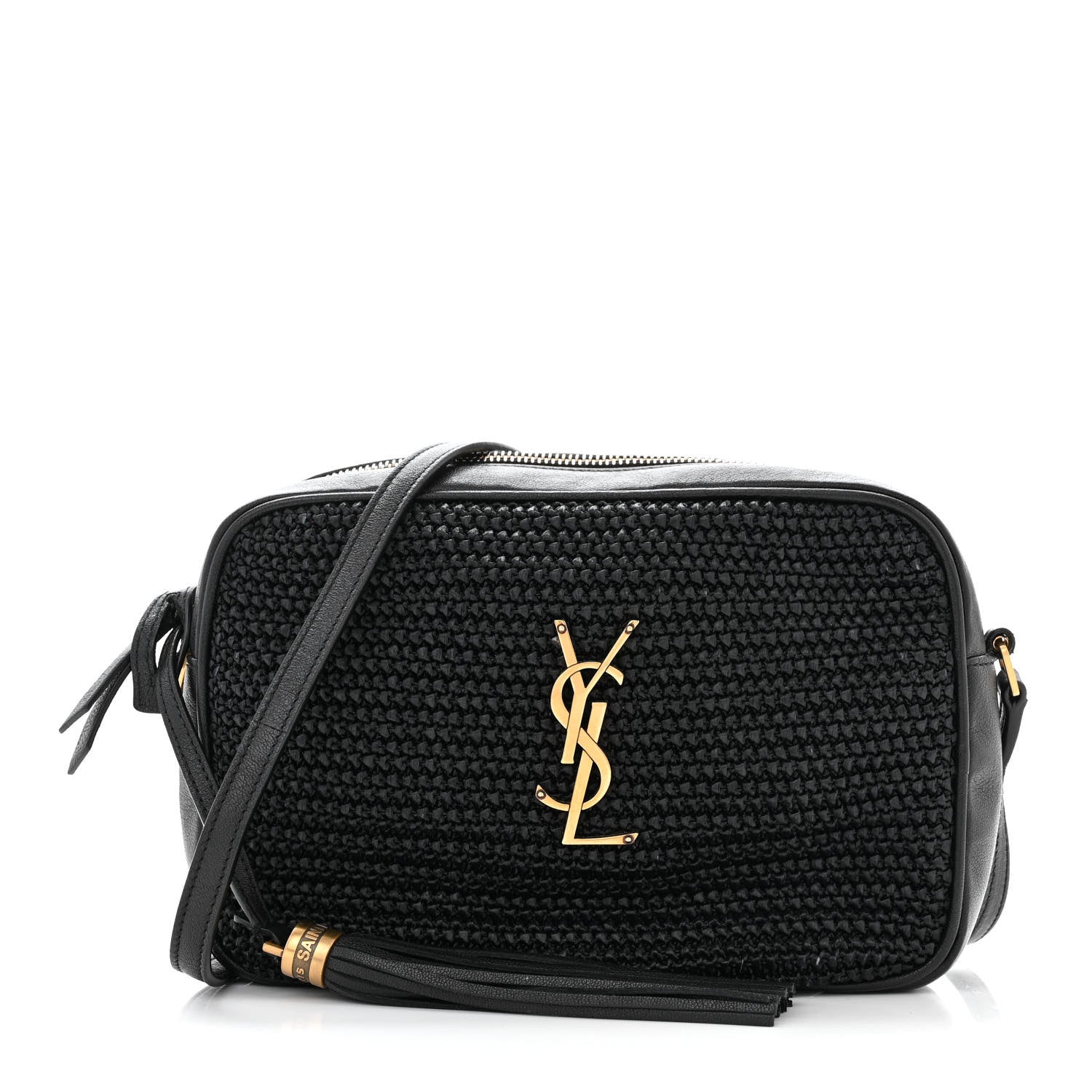 Saint Laurent Raffia Canvas Monogram Lou Camera Bag Black 1 of 11