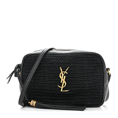 Saint Laurent Raffia Canvas Monogram Lou Camera Bag Black 1 of 11