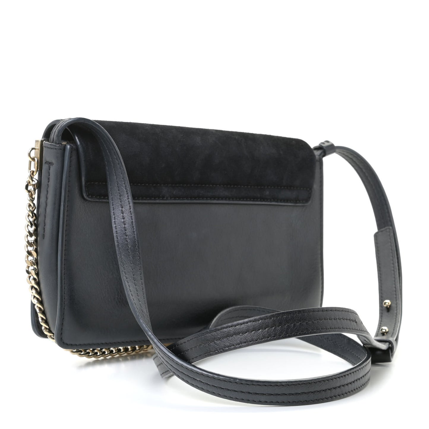 Suede Calfskin Small Faye Shoulder Bag Black