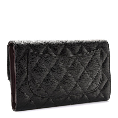 Chanel Caviar Quilted Long Flap Wallet Black 2 of 8