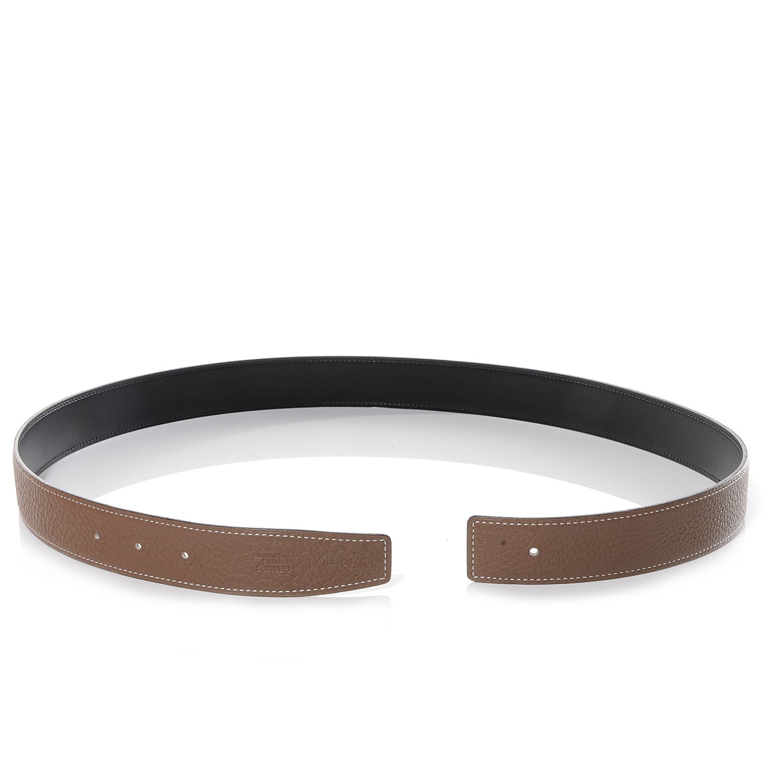 Hermes Taurillon Clemence Box Reversible Constance 32mm Belt Strap 90 Etoupe Noir 1 of 5