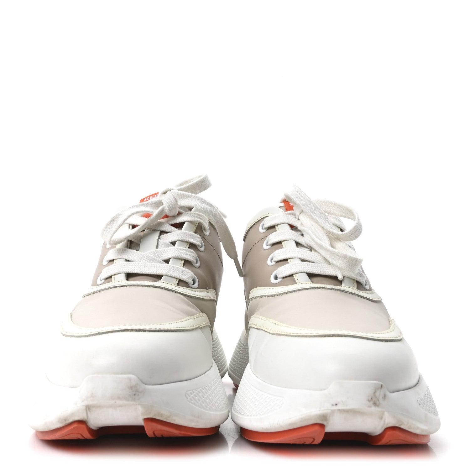 Hermes Calfskin Womens Giga Sneakers 37 Multicolor White Gomma