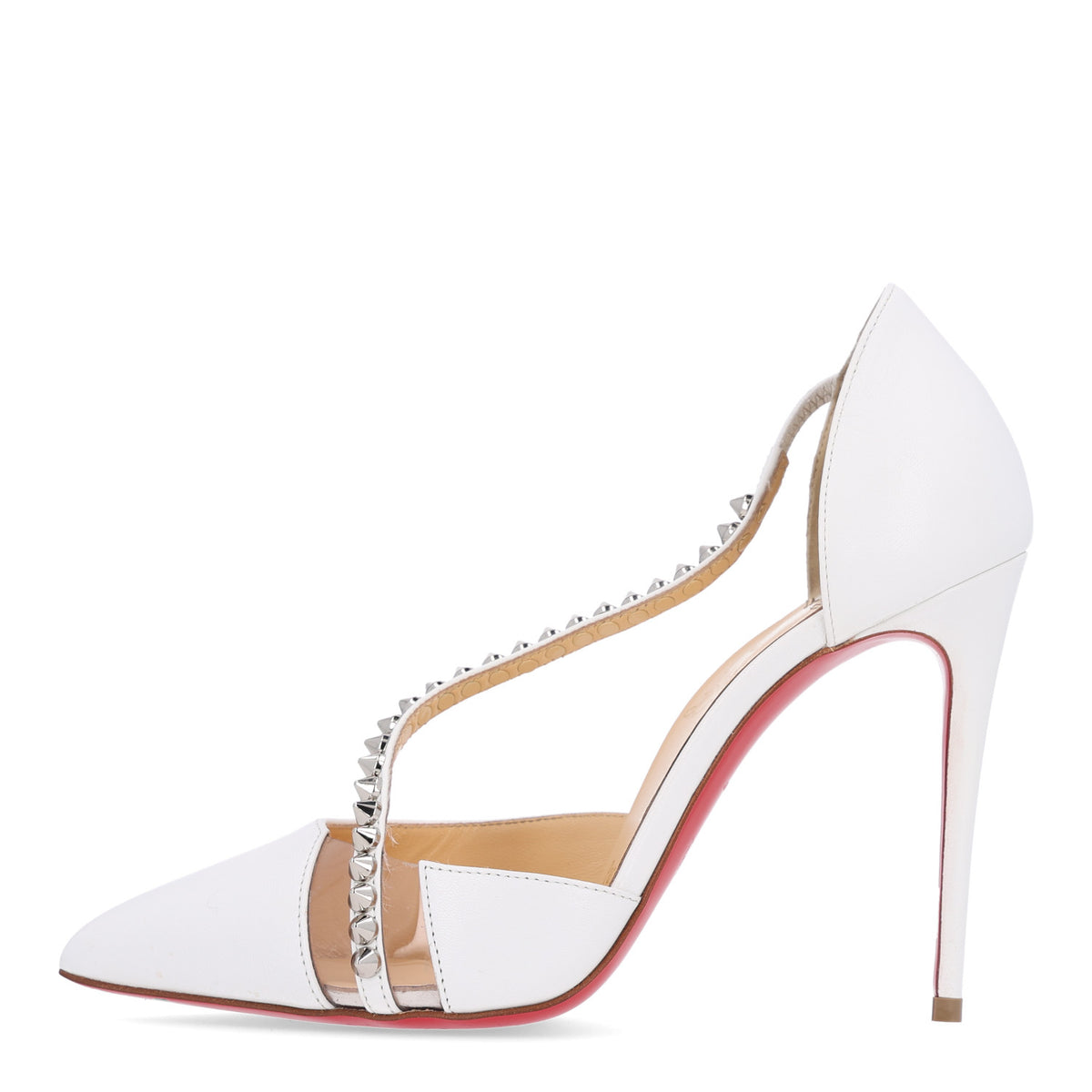 Kid PVC Spike Cross 100 Pumps  35 White Silver