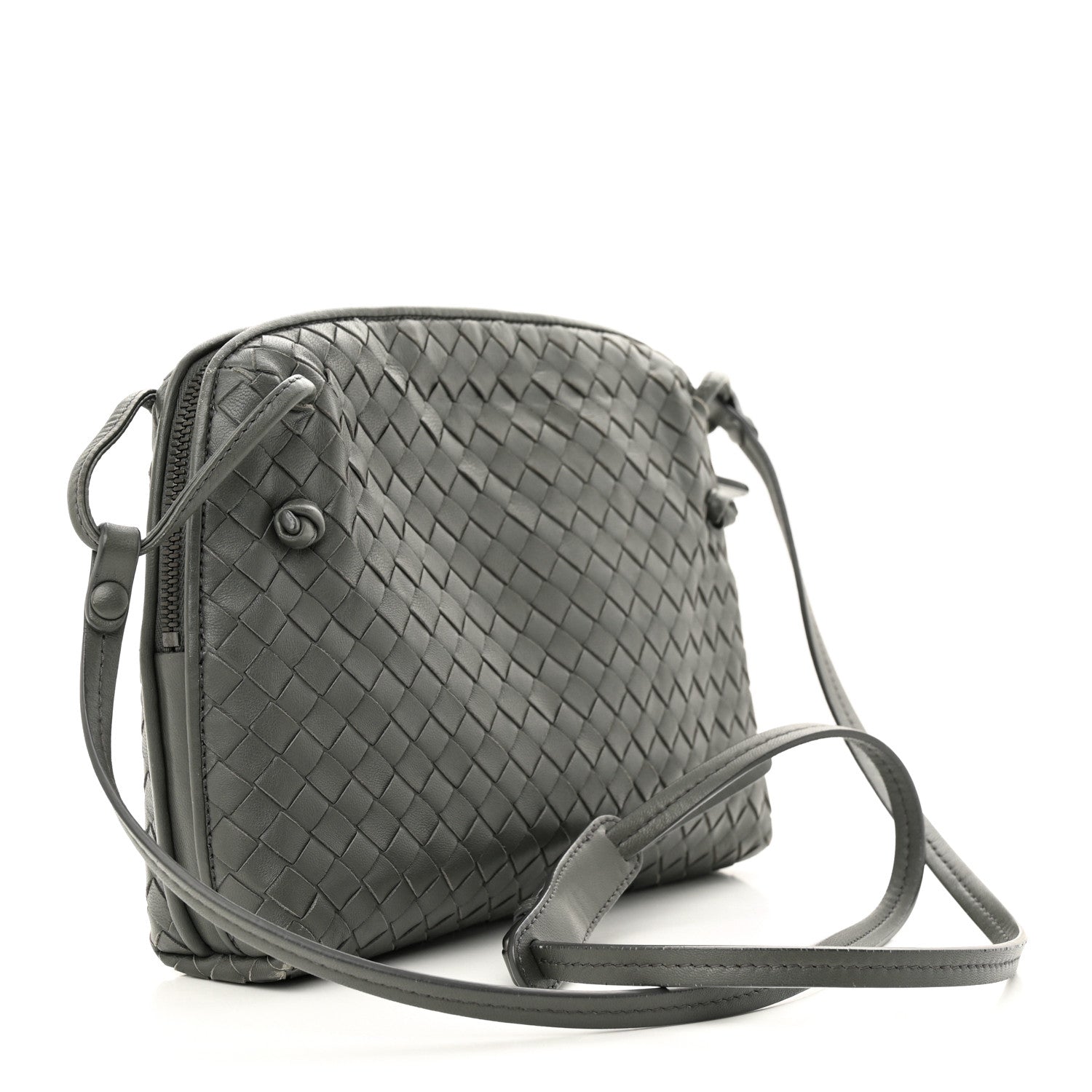 Bottega Veneta Nappa Intrecciato Nodini Crossbody Messenger New Light Grey 3 of 13