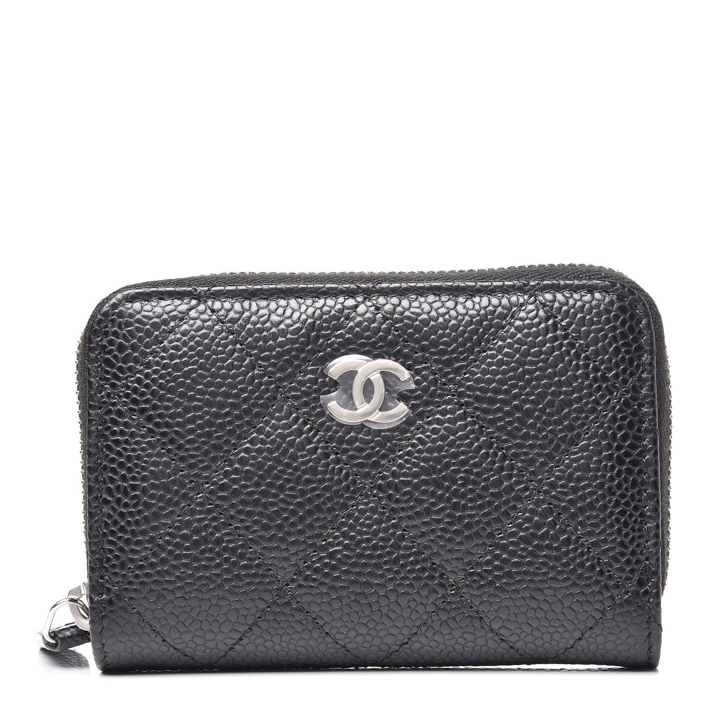 Caviar Quilted Zip Coin Purse Black