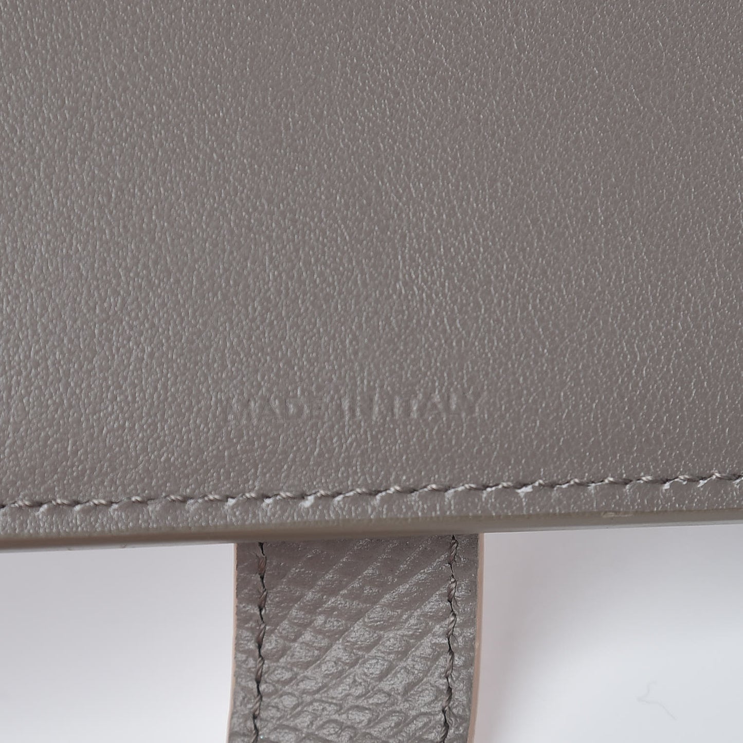 Grained Calfskin Large Multifunction Strap Wallet Grey Vintage Pink