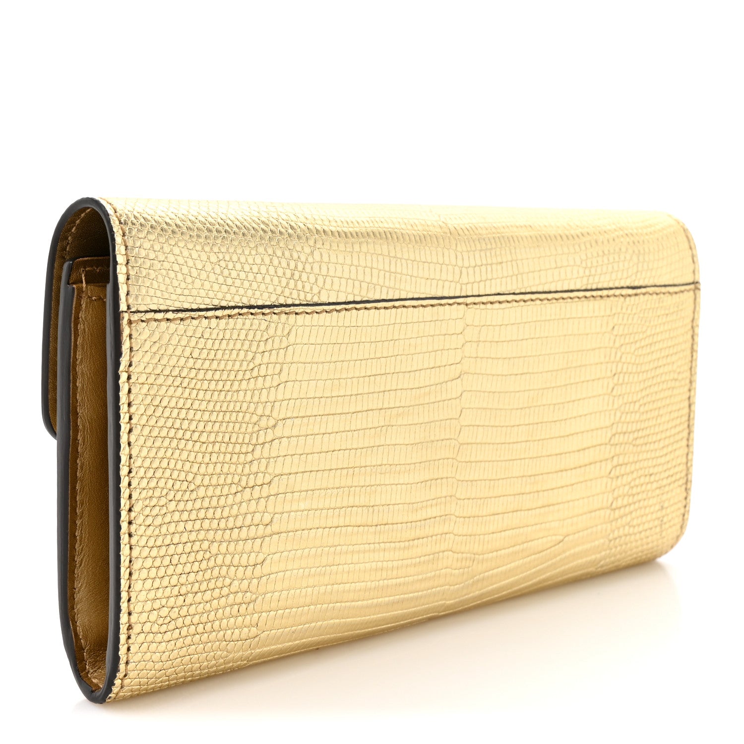Gucci Laminated Lizard Icon Continental Wallet Gold 1844231