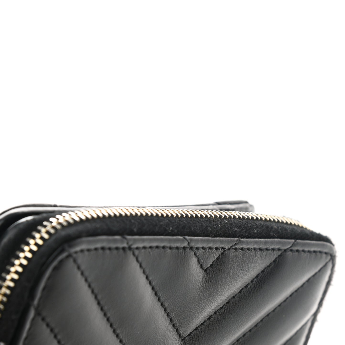 Calfskin Matelasse Joan Compact Zip Around Wallet Black