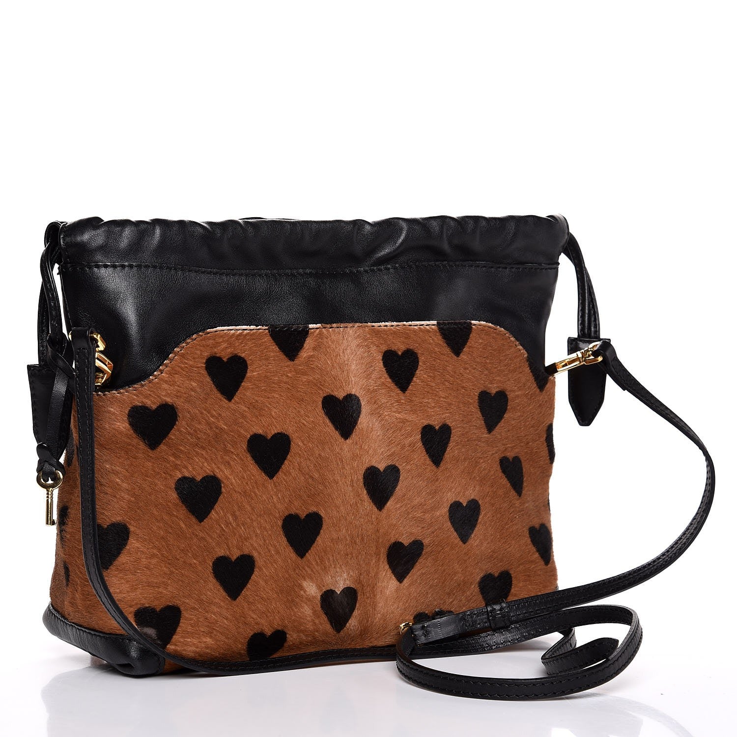 Burberry Calf Hair Heart Print Little Crush Dark Camel Black 3 of 8