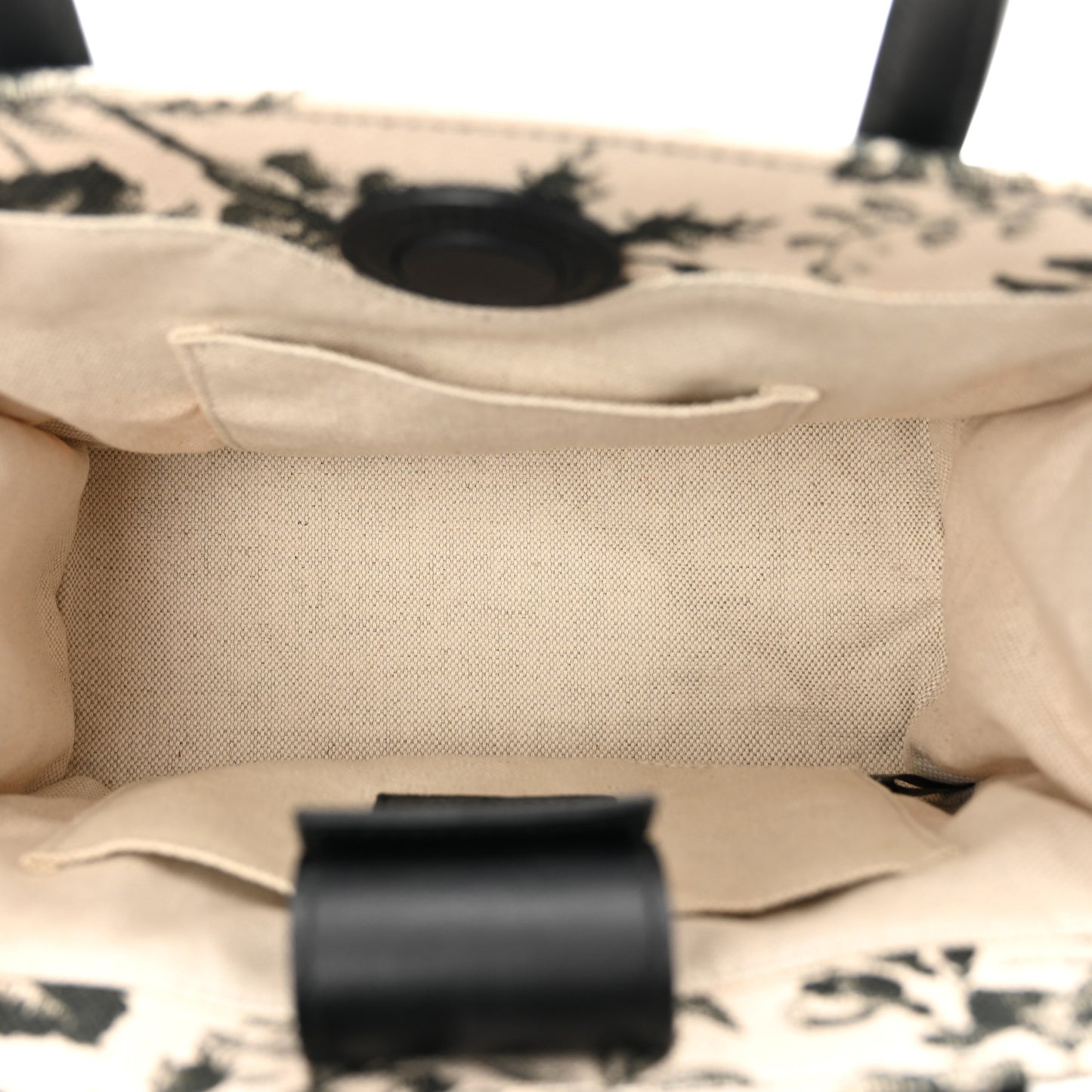 Canvas Herbarium Print Ribbon Top Handle Bag Black
