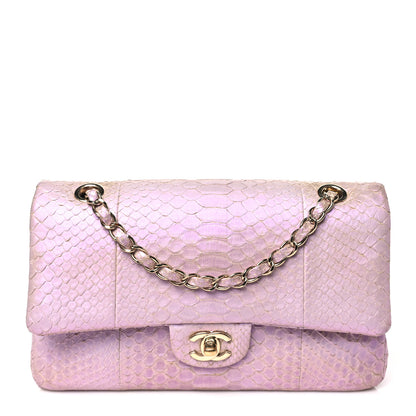 Chanel Metallic Snakeskin Medium Double Flap Purple 1 of 10
