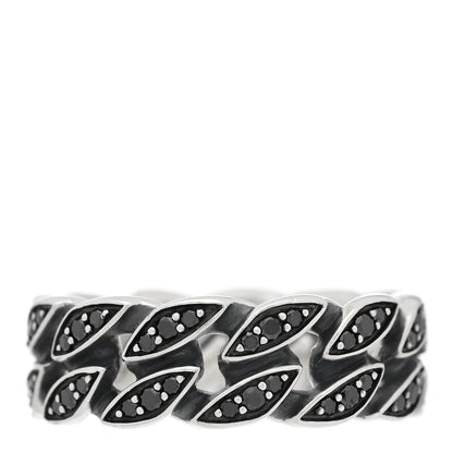 David Yurman Sterling Silver Black Diamond 8mm Curb Chain Ring 61 9.5 3 of 4