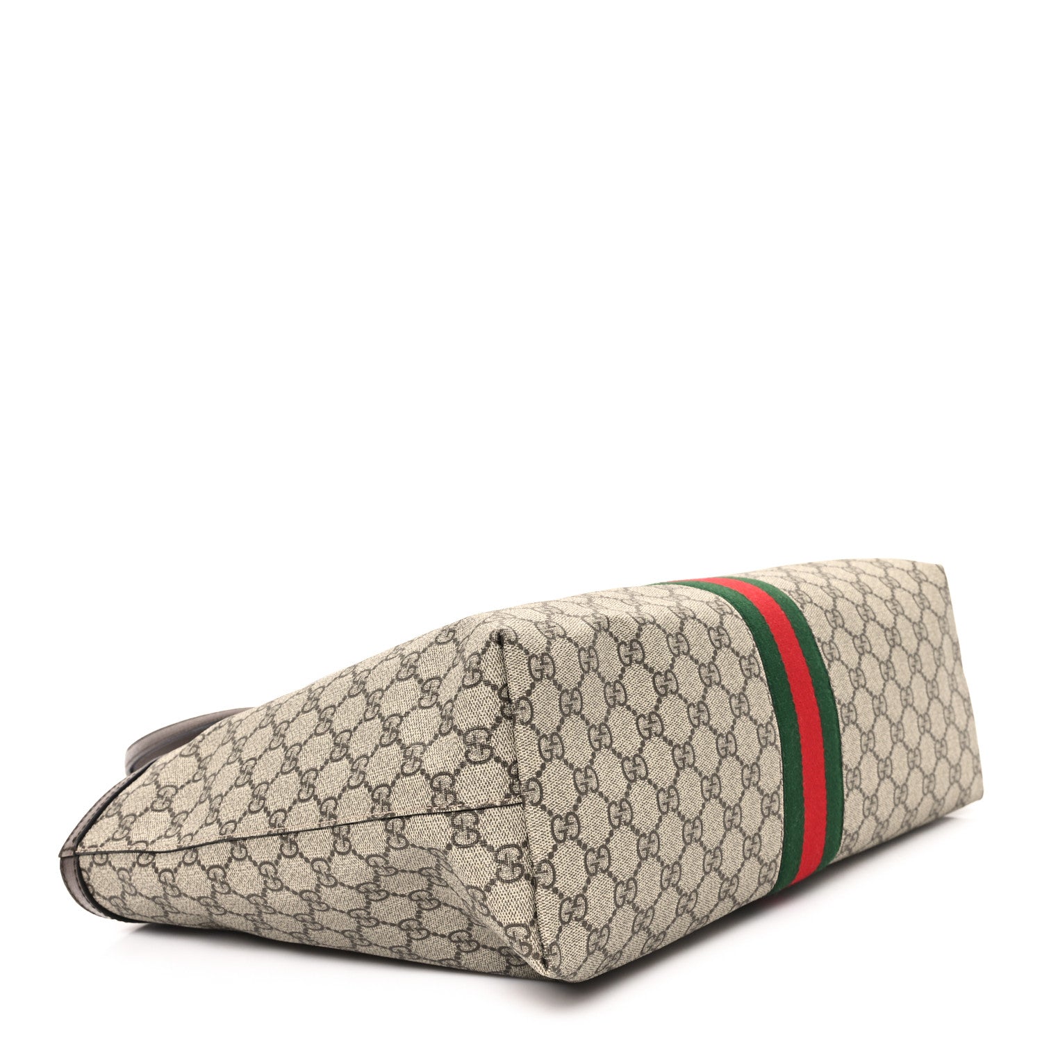 Gucci GG Supreme Monogram Textured Calfskin Web Medium Ophidia Shopping Tote Beige Ebony New Acero 4 of 10