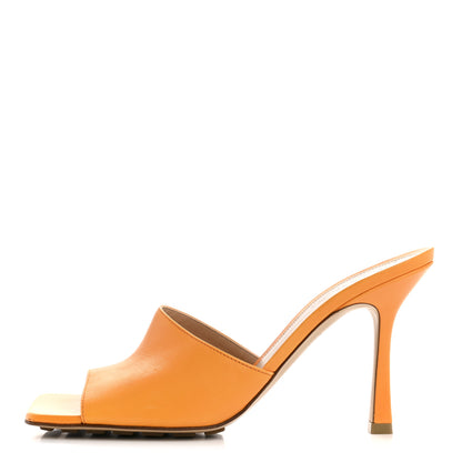 Bottega Veneta Lambskin Stretch 90mm Mule Sandals 39 Tangerine 3 of 12