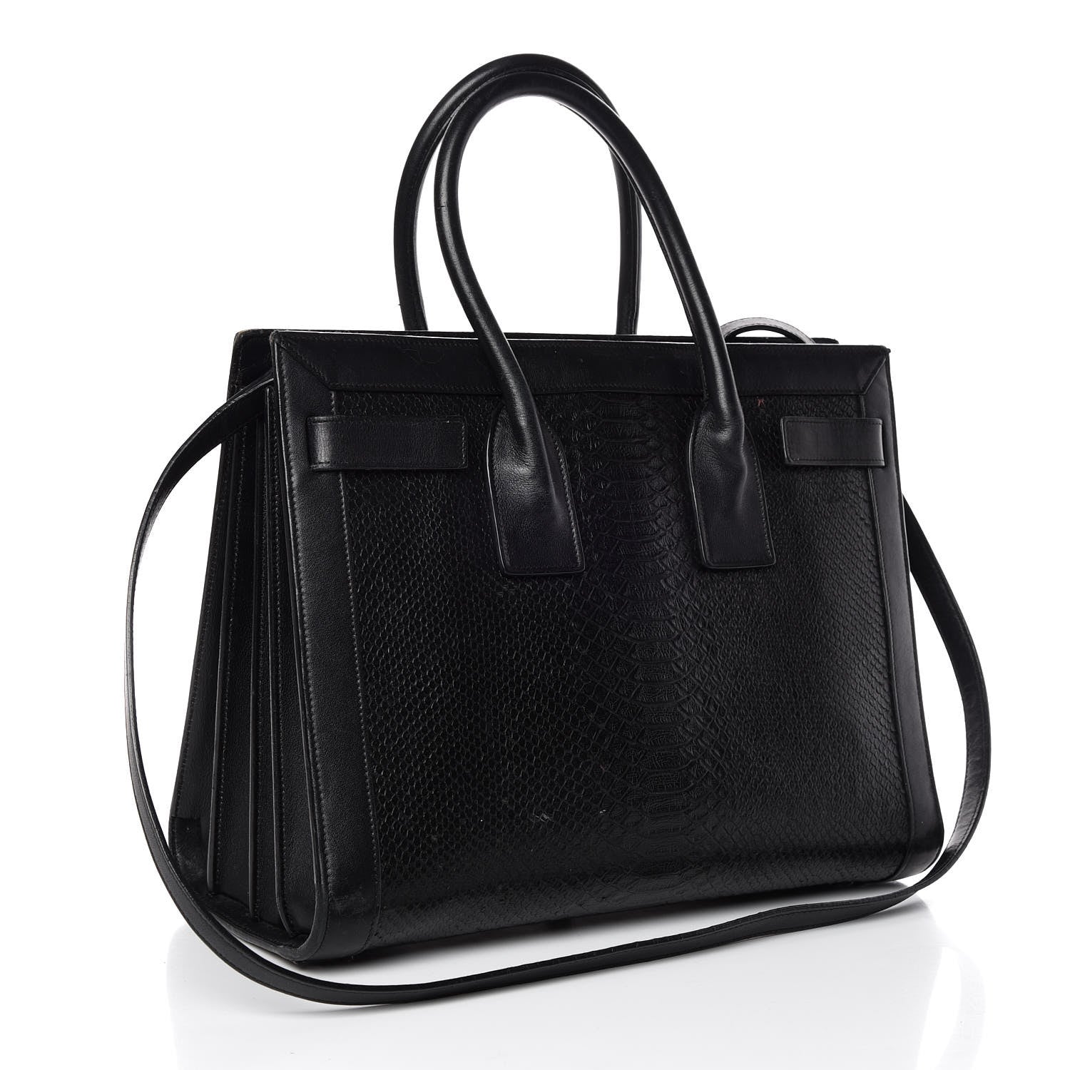 Saint Laurent Python Calfskin Embossed Small Sac de Jour Black 4 of 15