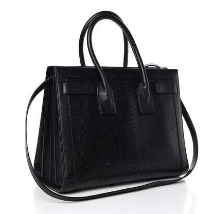 Saint Laurent Python Calfskin Embossed Small Sac de Jour Black 4 of 15
