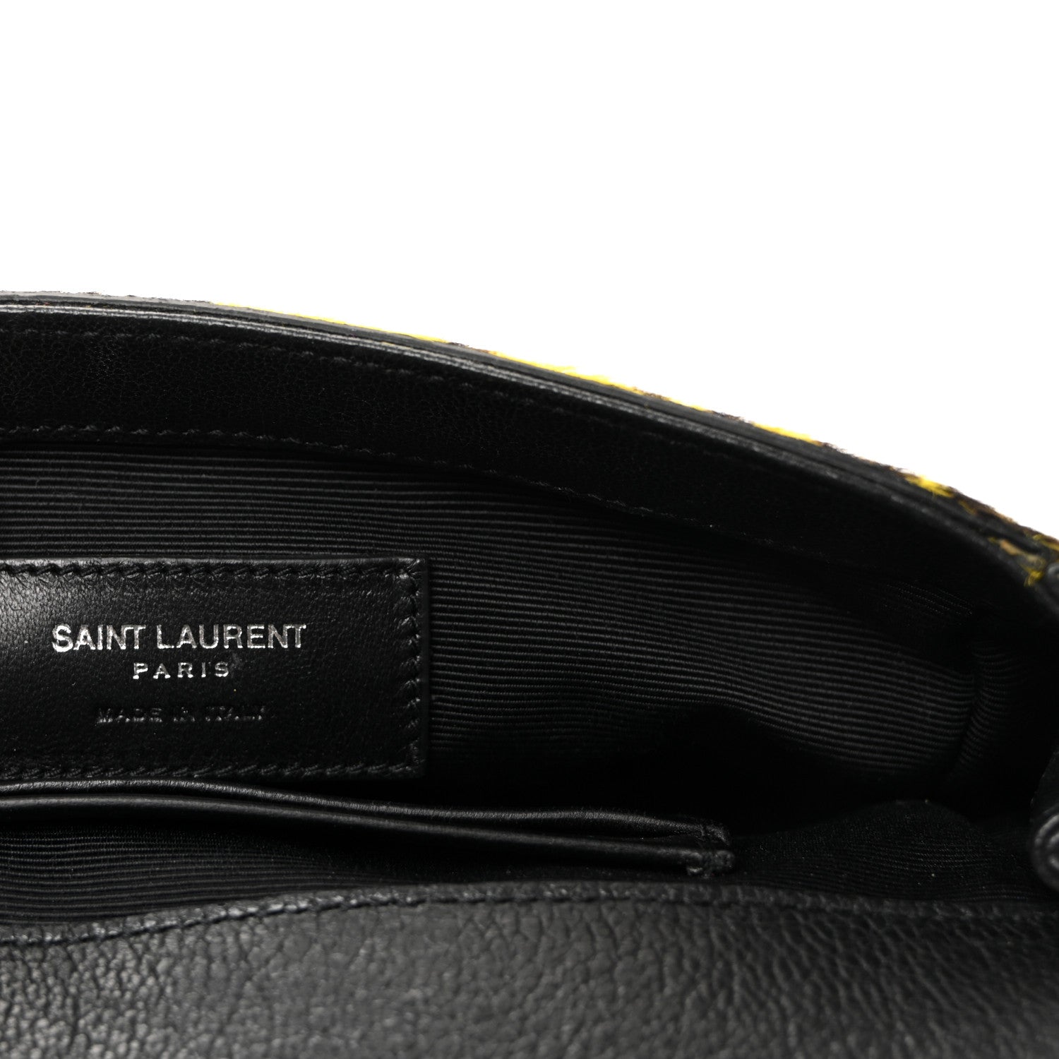 Saint Laurent Pony Hair Calfskin Monogram Leopard Print Baby Punk Chain Bag Yellow 6 of 9