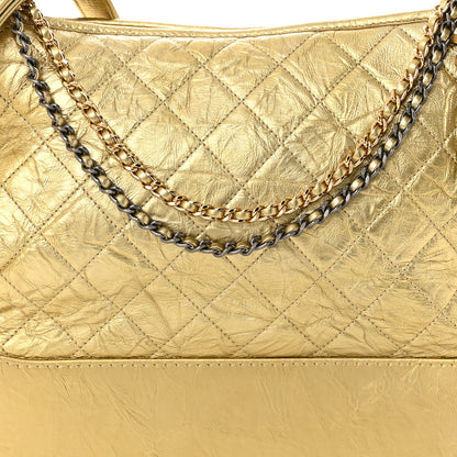 Chanel Metallic Lambskin Calfskin Quilted Large Gabrielle Hobo Gold 8 of 11